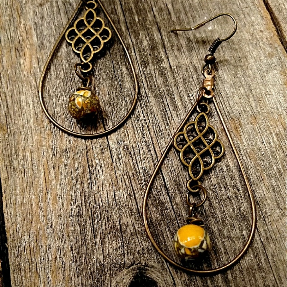 Copper teardrop earrings